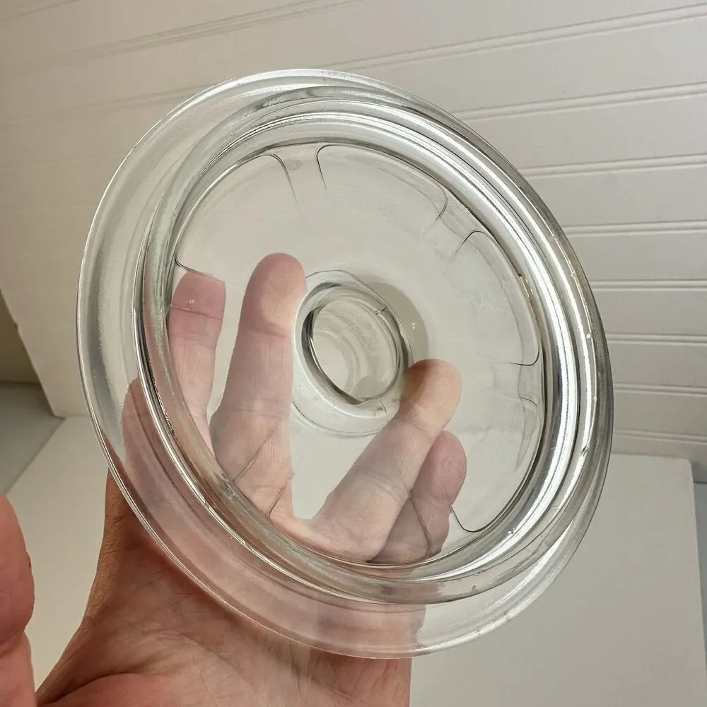 6” Diameter Clear Glass Candy Snack Jar Lid For 5” ID Opening Vintage Unmarked